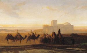 A Bedouin Encampment by a Ruined Temple