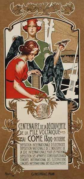 Poster advertising the Centenary of the Discovery of the Voltaic Pile