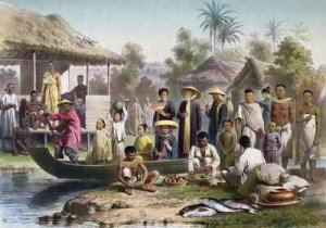 Fireworks on the river at celebrations in Bassac