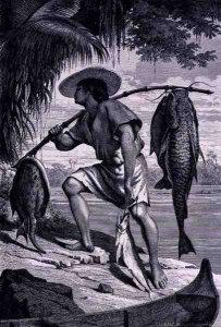 One of our Mojo Indians returning from fishing from The Amazon and Madeira Rivers